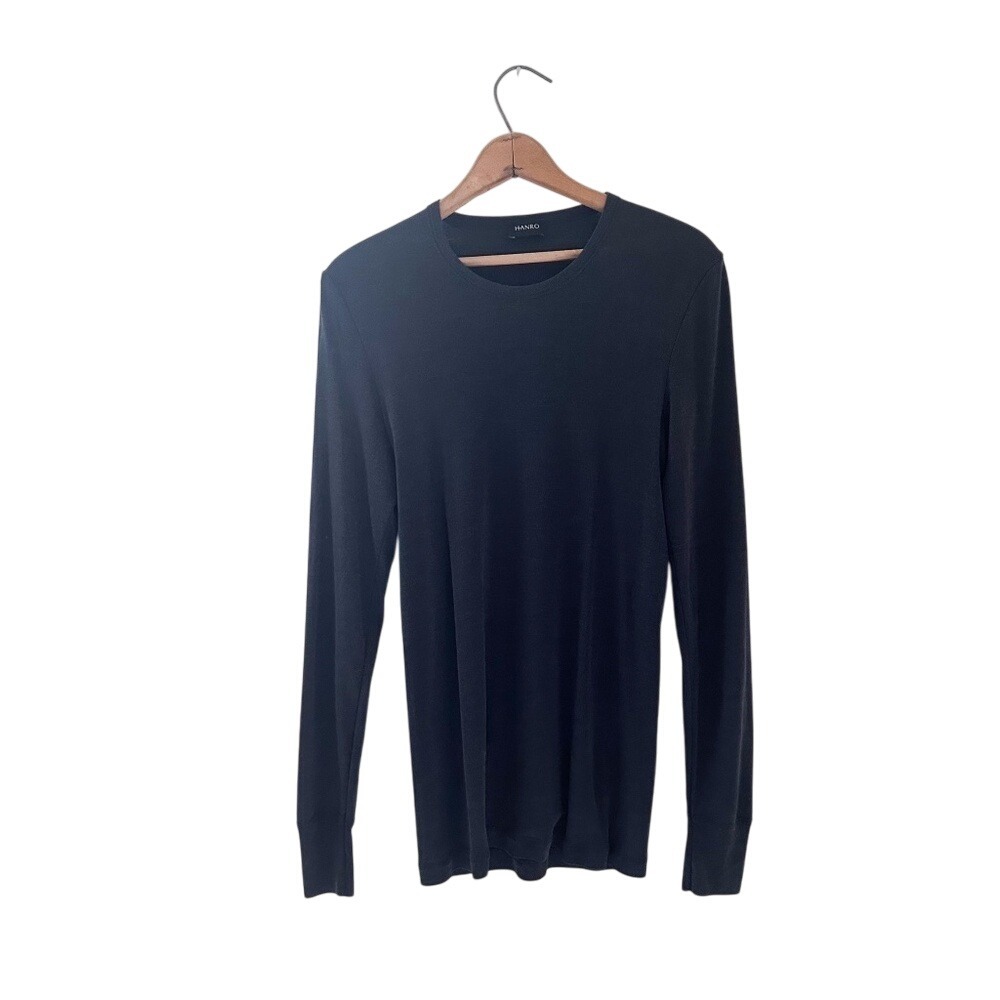 Hanro Long Sleeve Navy Top - Pit to‎ pit: 15"